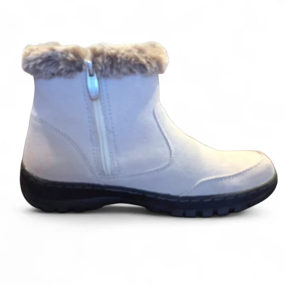 Khombu Iris 1527296 Ivory Suede Leather All Weather Boots W/ Faux Fur Trim Sz 7M - Picture 6 of 15